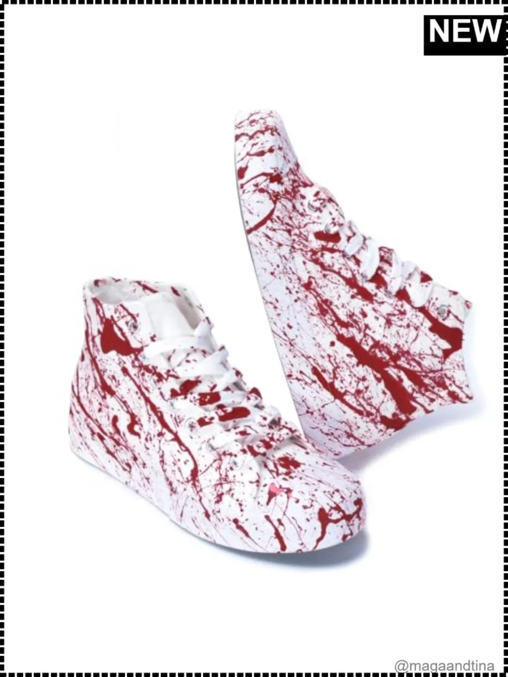 Unisex High Top Canvas Blood Splatter Lace Up Sneakers Walking Shoes